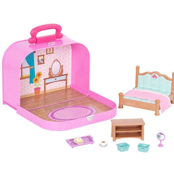 Li'l Woodzeez Cottonball Rabbit Family &  Travel Suitcase Bedroom Playset - Picture 2 of 3